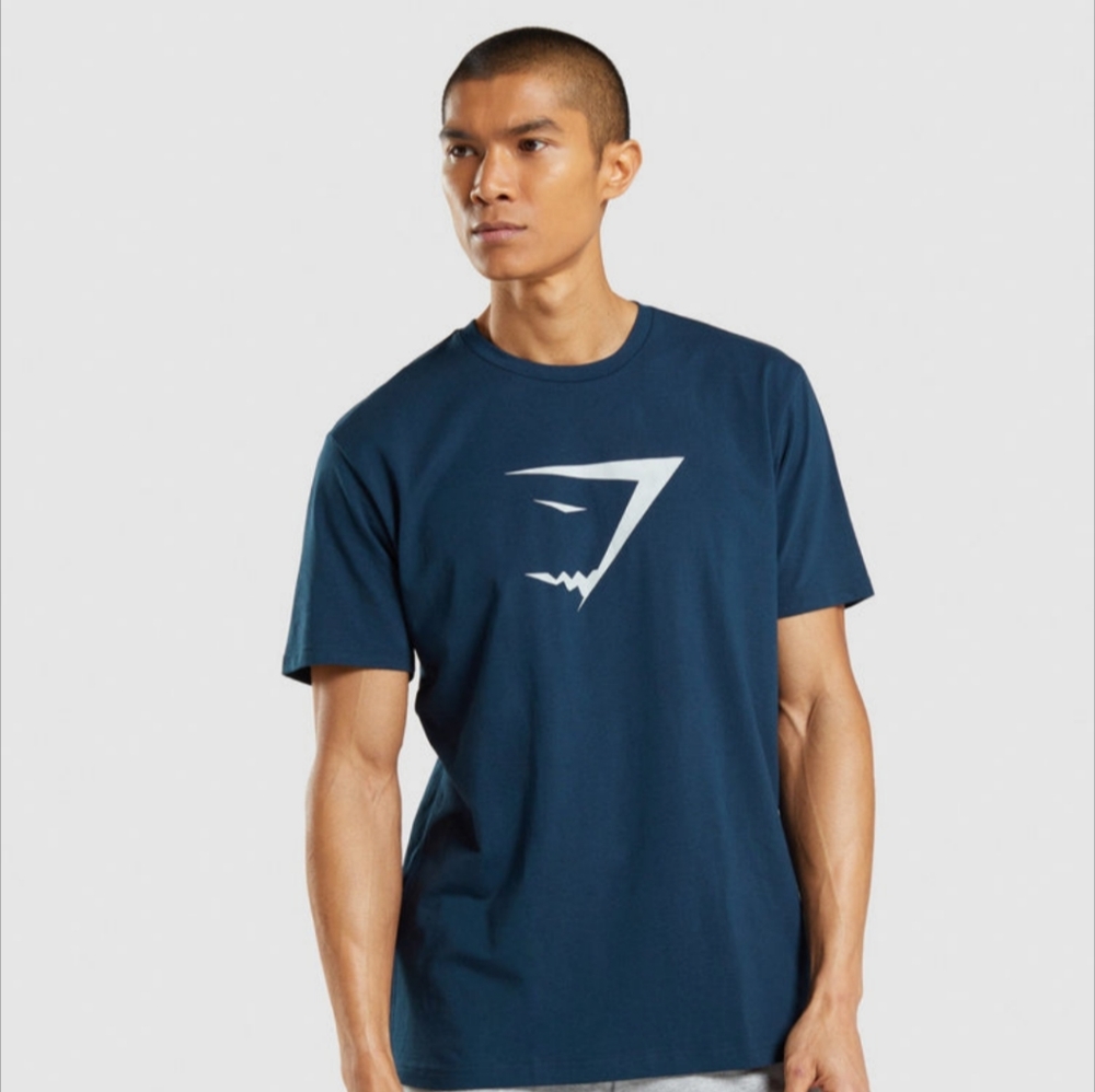 Gymshark Men's Big Logo T Shirt Navy Blue XXL